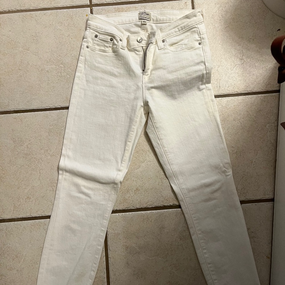 J Crew Women’s Toothpick White Denim Jeans